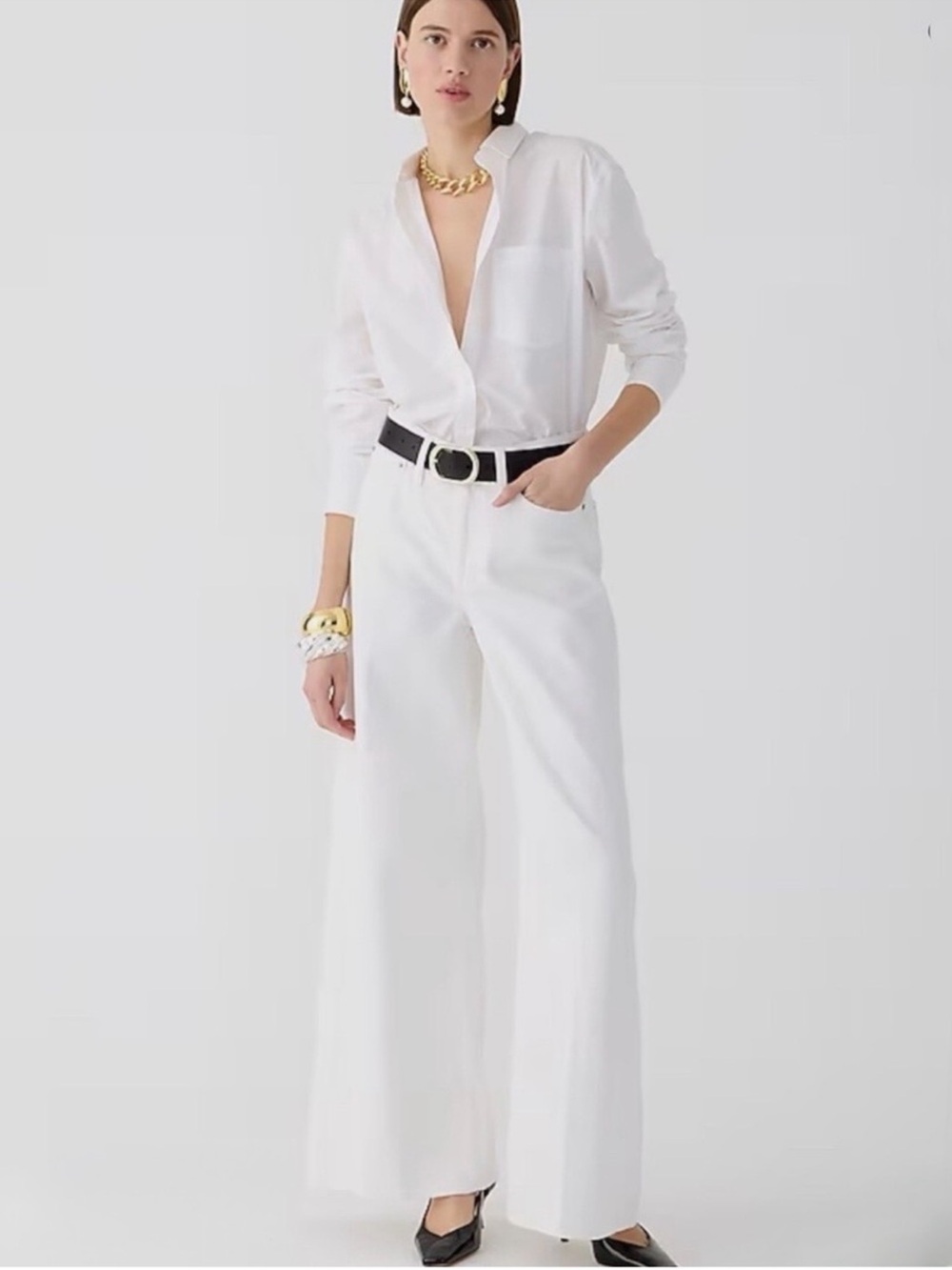 J Crew Wide-Leg High-Waist Pants in White